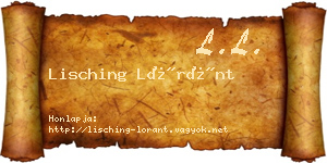 Lisching Lóránt névjegykártya